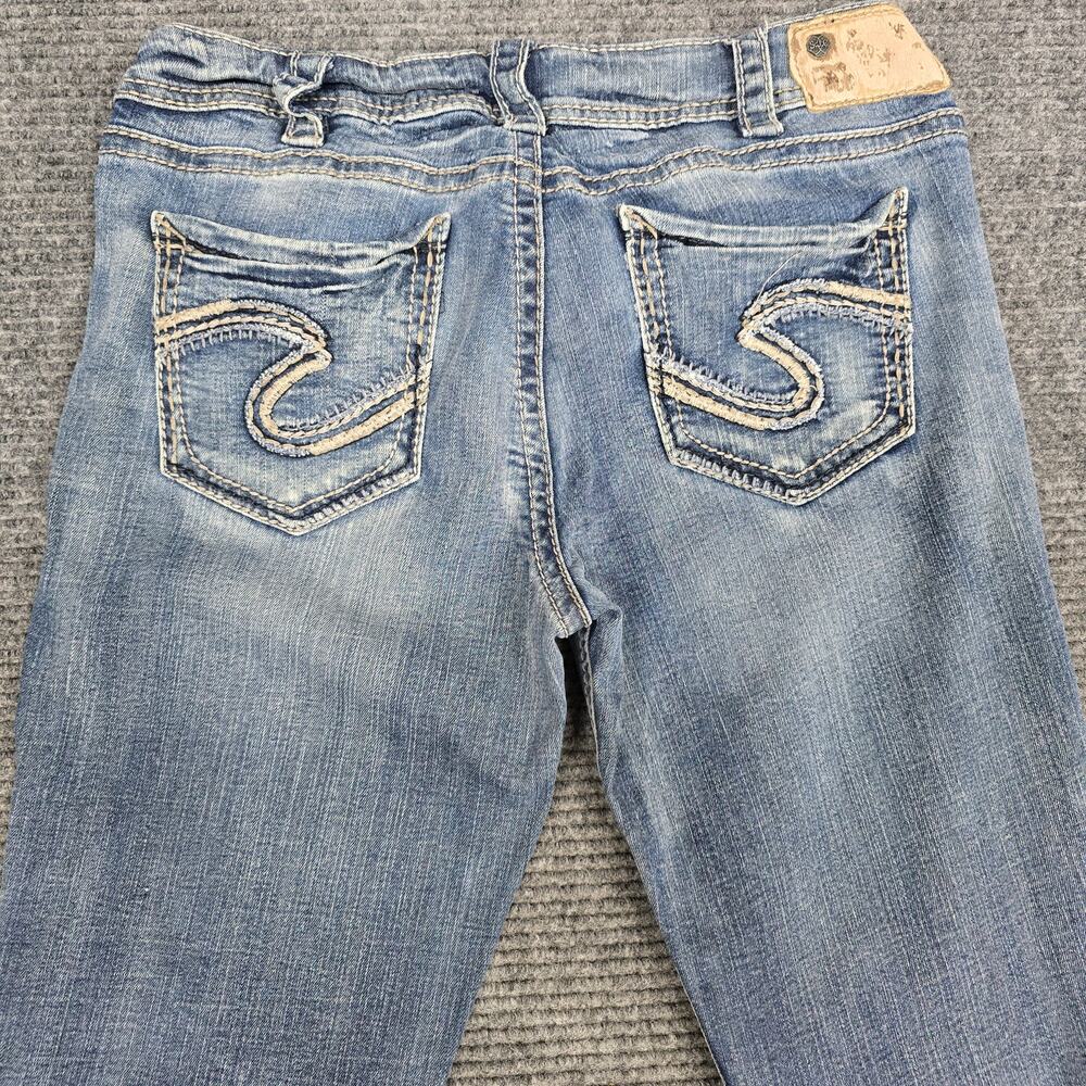 Silver Jeans Suki Mid Baby Boot Jeans Womens 31x33 Blue Stretch Western Y2K - Picture 5 of 9